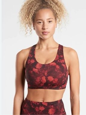 Athleta Ultimate Printed Bra A - C, Frozen red Floral Sports Bra